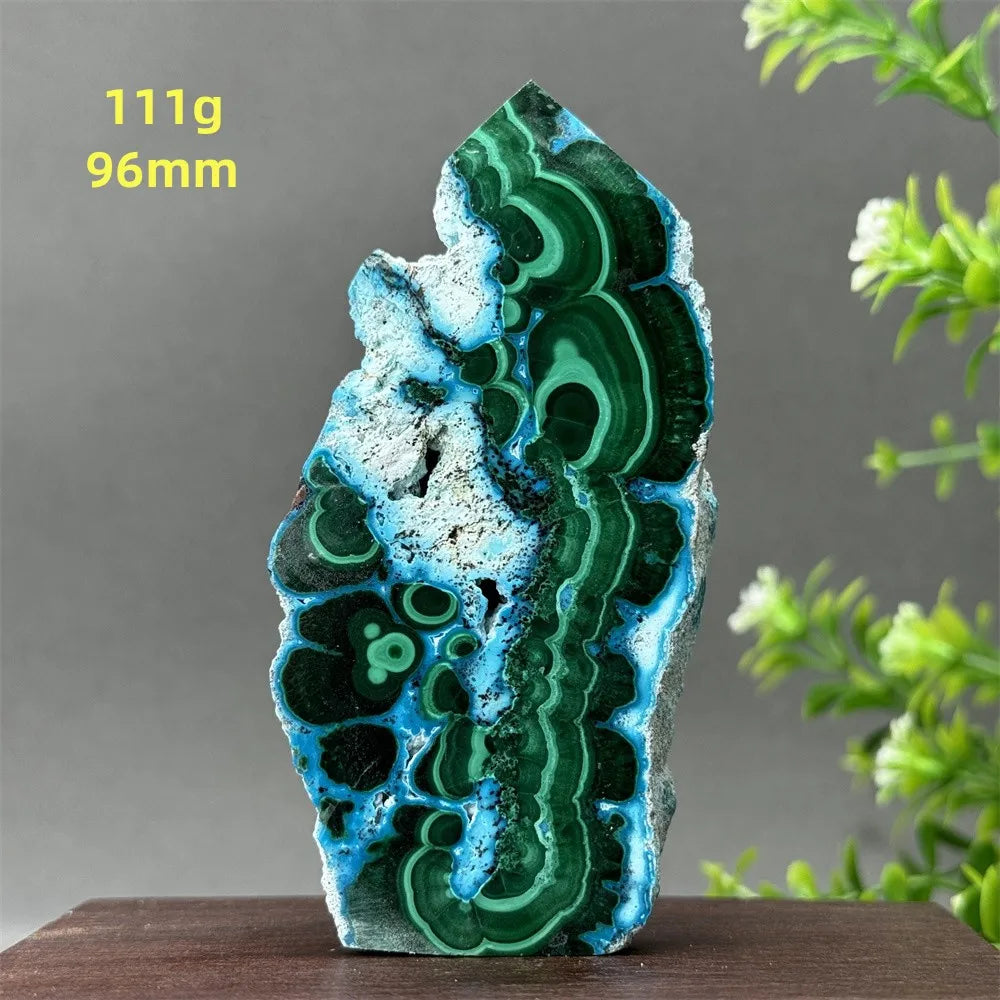 Tour de chrysocolle bleue naturelle, obélisque de forme libre, pierre brute, spécimen minéral, guérison Reiki, méditation, sorcellerie, décoration intérieure