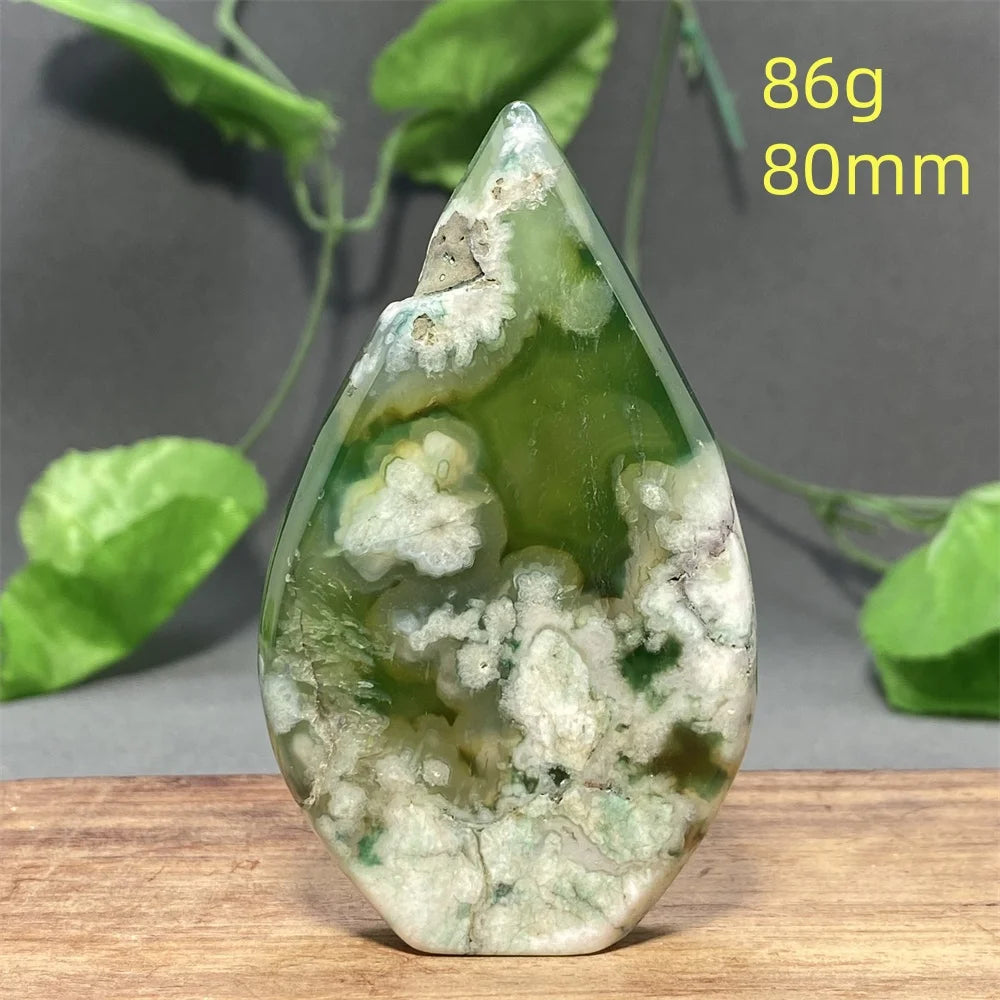 Natural Green Cherry Blossom Agate Freeform Torch