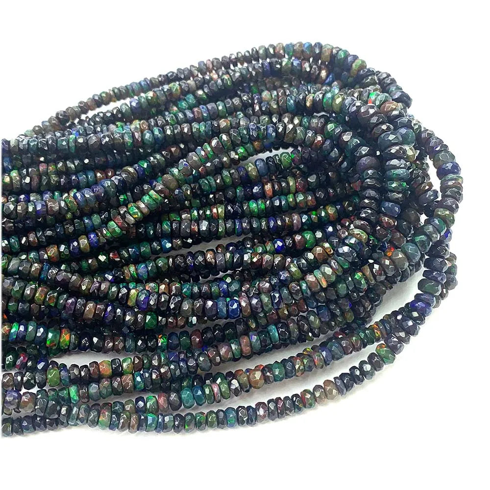 AAA Genuine Brown Fire Opal Faceted Rondelle Bead Strand