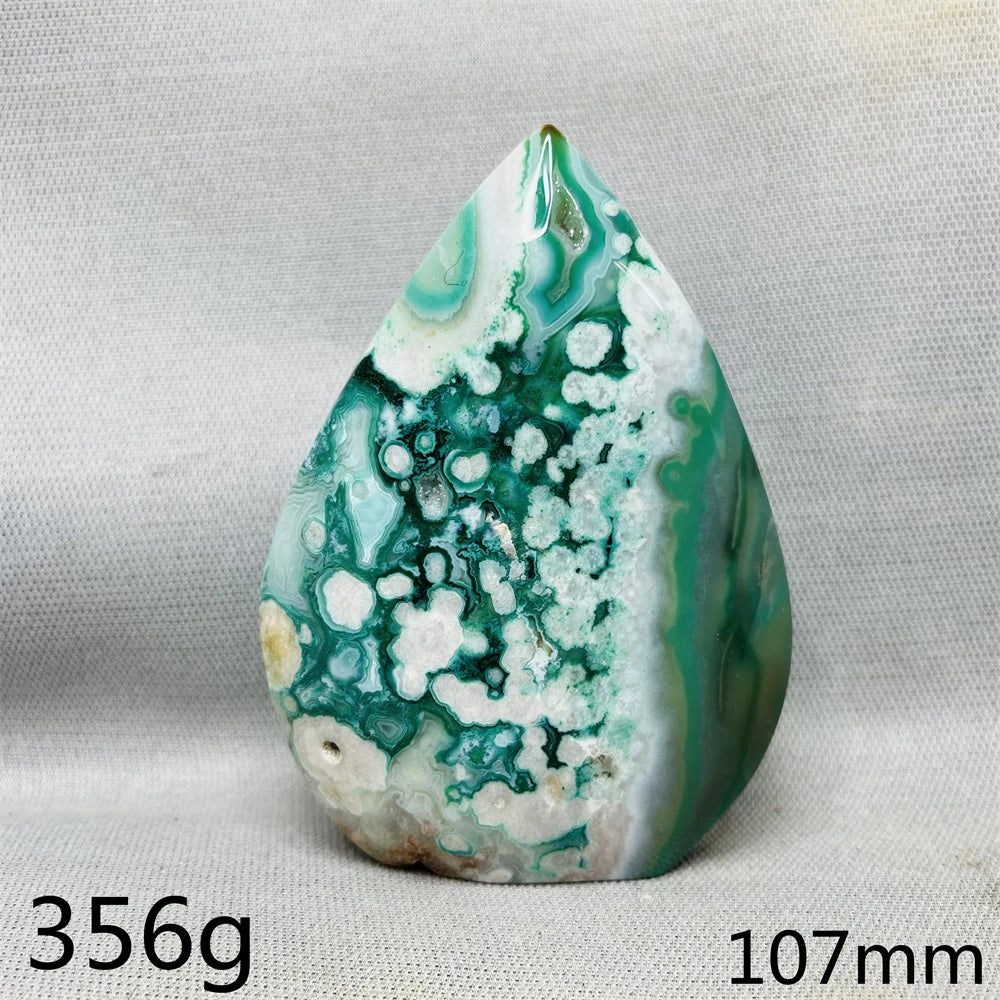 Green Cherry Blossom Agate Free Form Teardrop