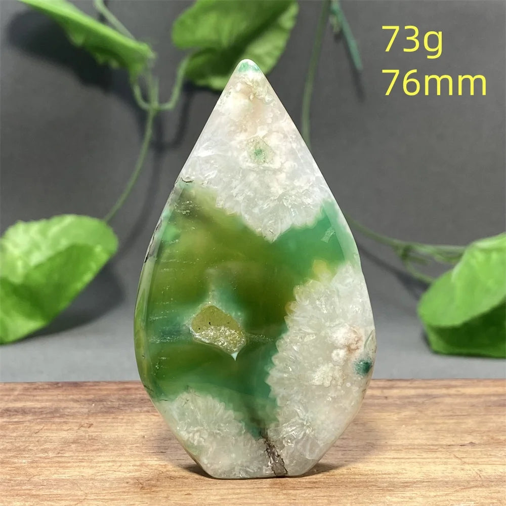 Natural Green Cherry Blossom Agate Freeform Torch