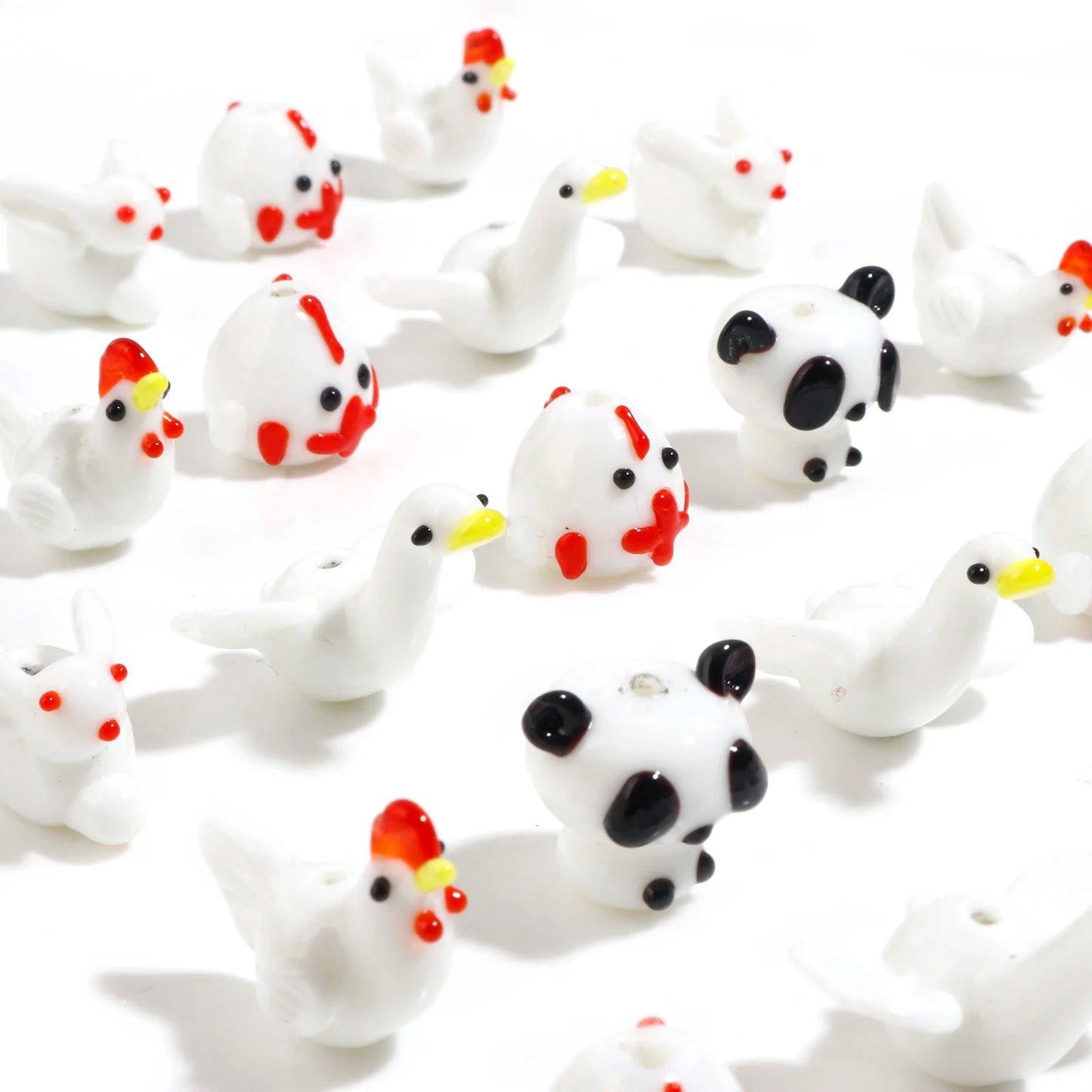 2pcs Panda Lampwork Glass Beads (14mm)