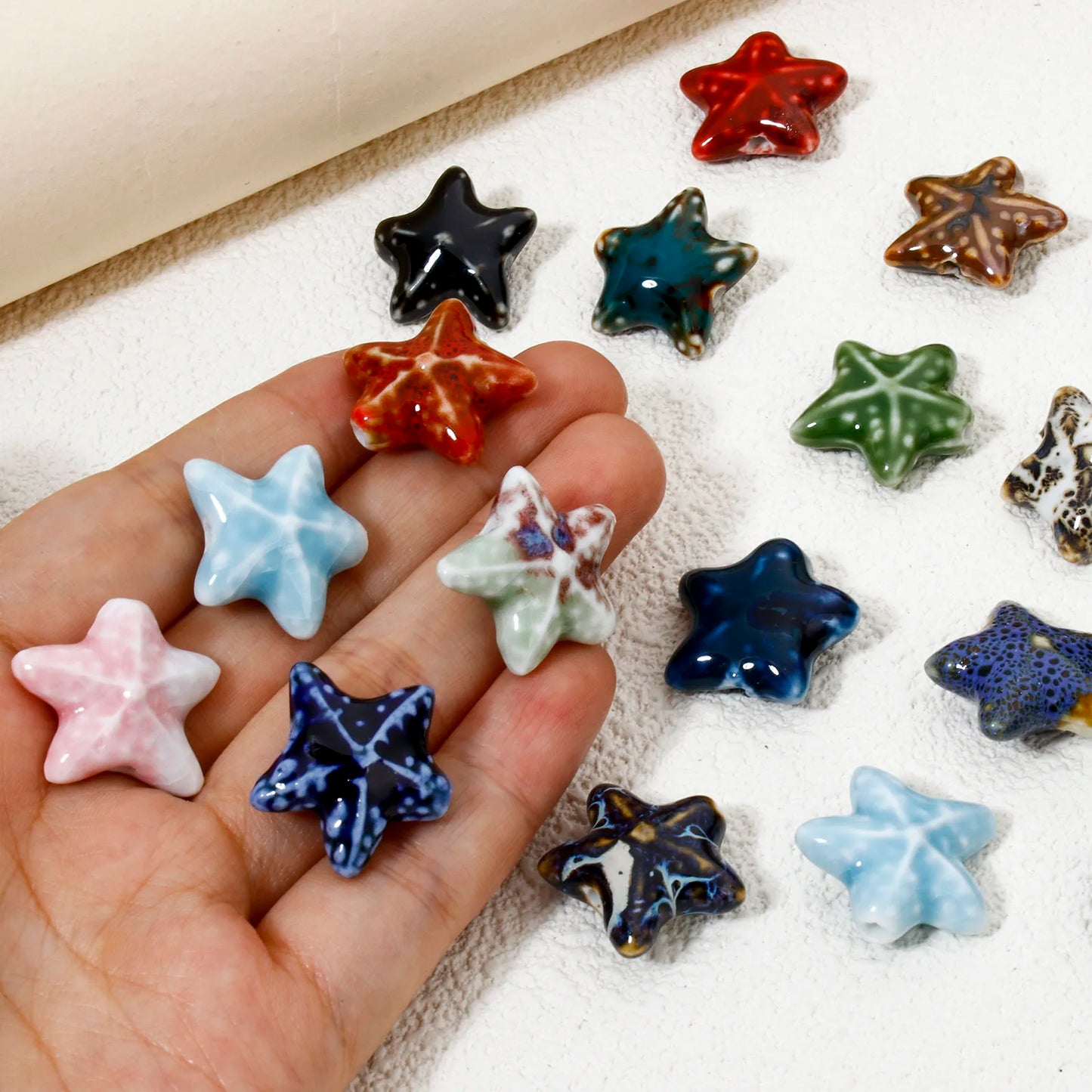 10 PCs Ceramic Starfish Beads (22mm x 19mm)