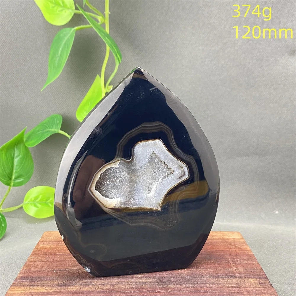 Natural Black Agate Crystal Cave Freeform
