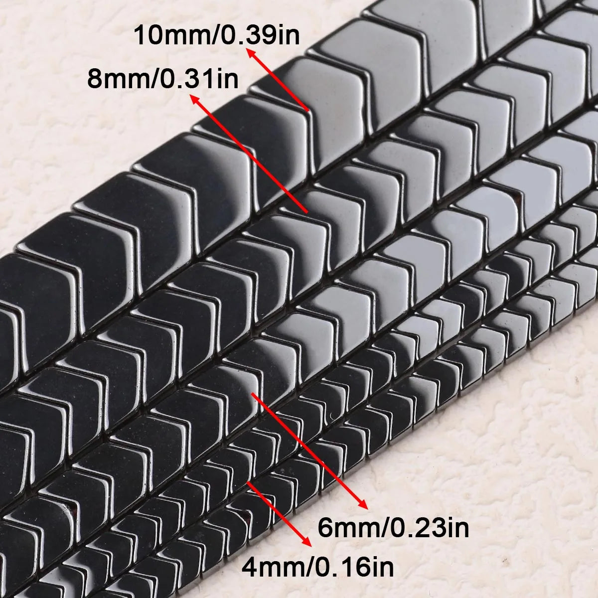 Black Hematite V-Shape Magnetic Bead Strand