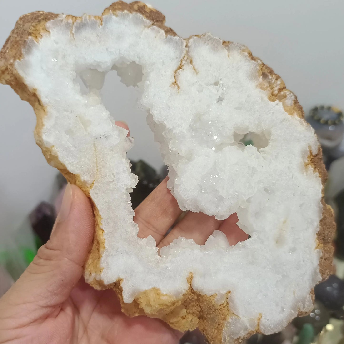 Natural Druzy White Quartz Crystal Slab