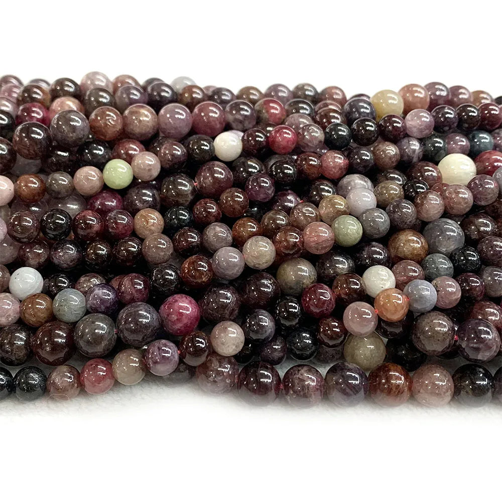 Natural Purple/Red Spinel Round Small Bead Strand