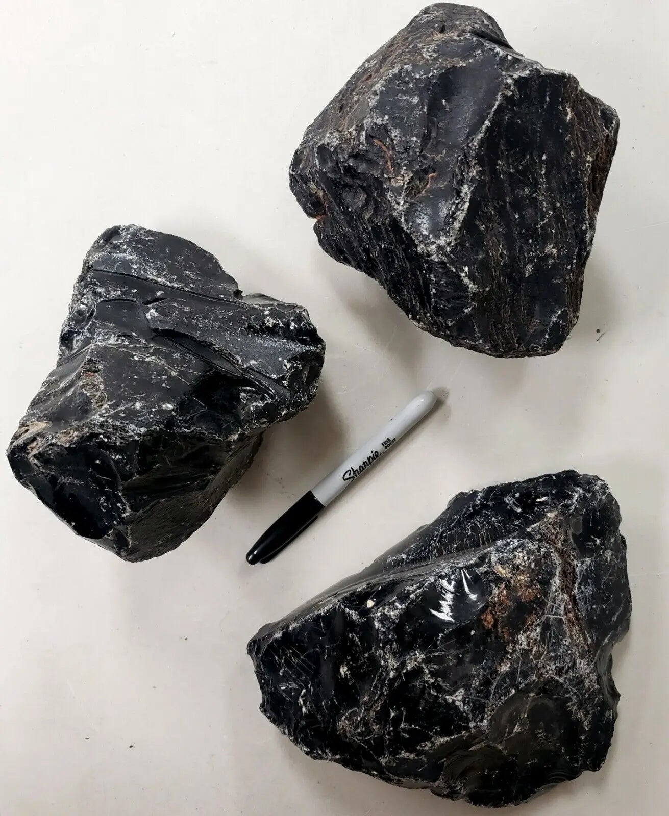 Massive Raw Black Obsidian Specimens