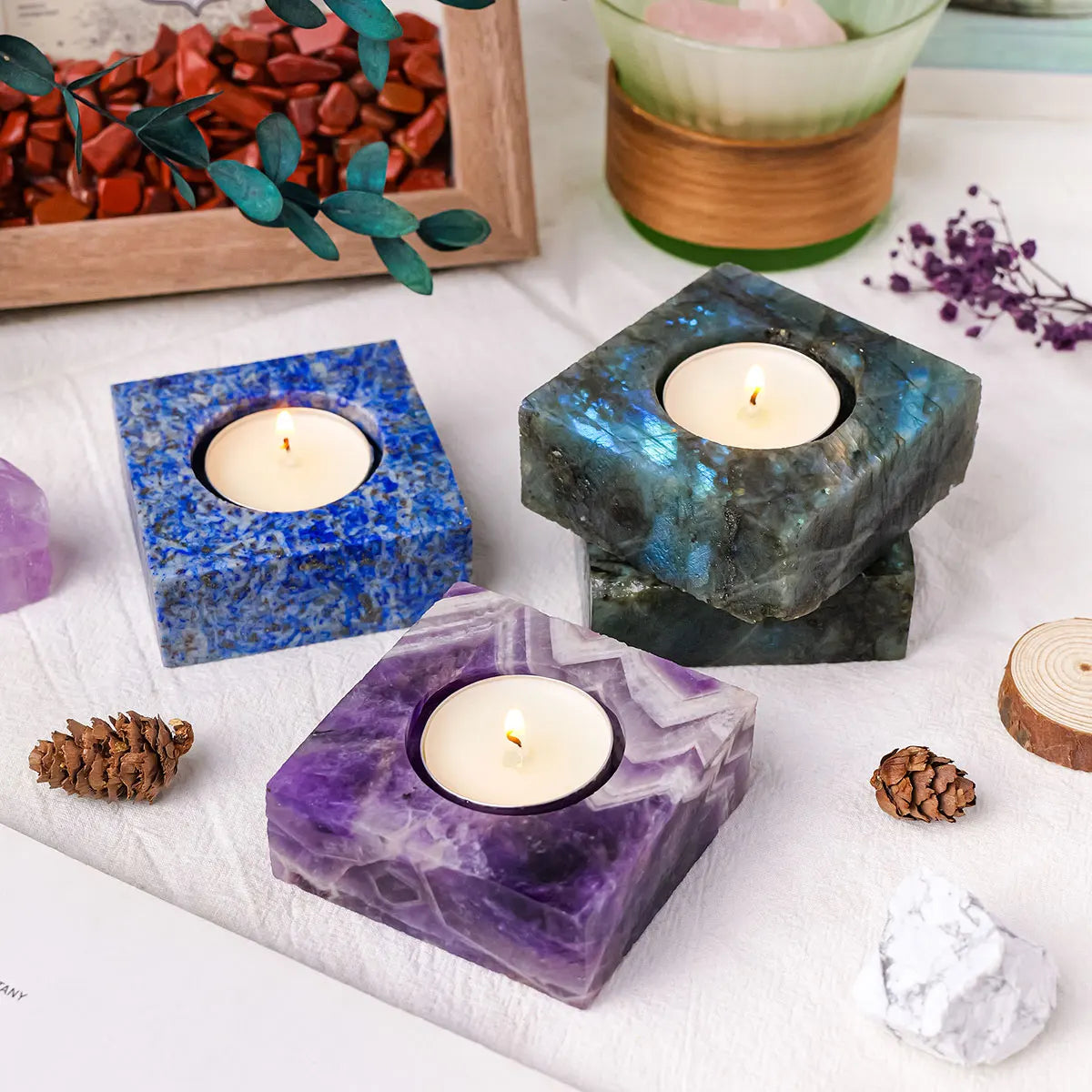 Raw Stone Square Tealight Holder