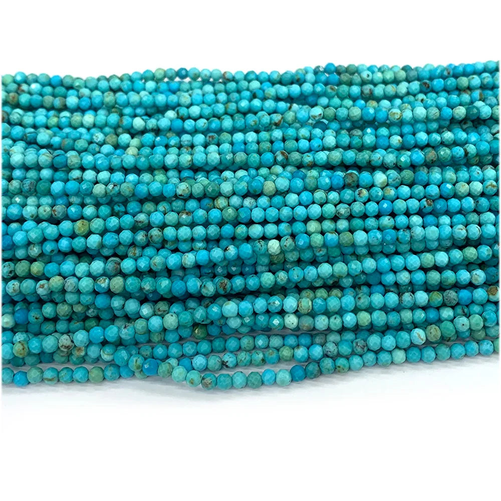Enhanced Blue Turquoise Faceted Round Small Bead Strand