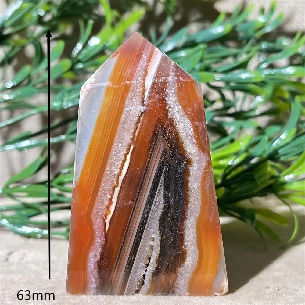 Natural Carnelian Agate Druzy Flat Tower
