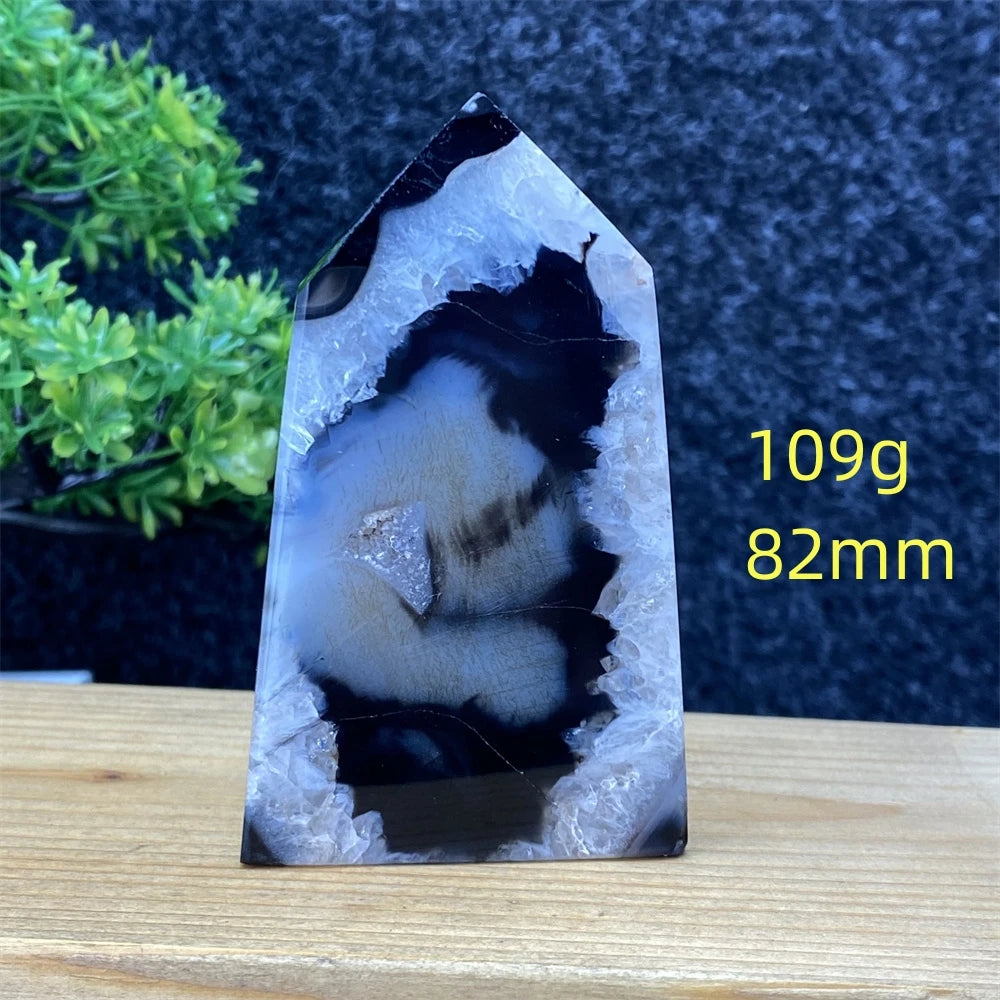 Black Agate Geode Obelisk