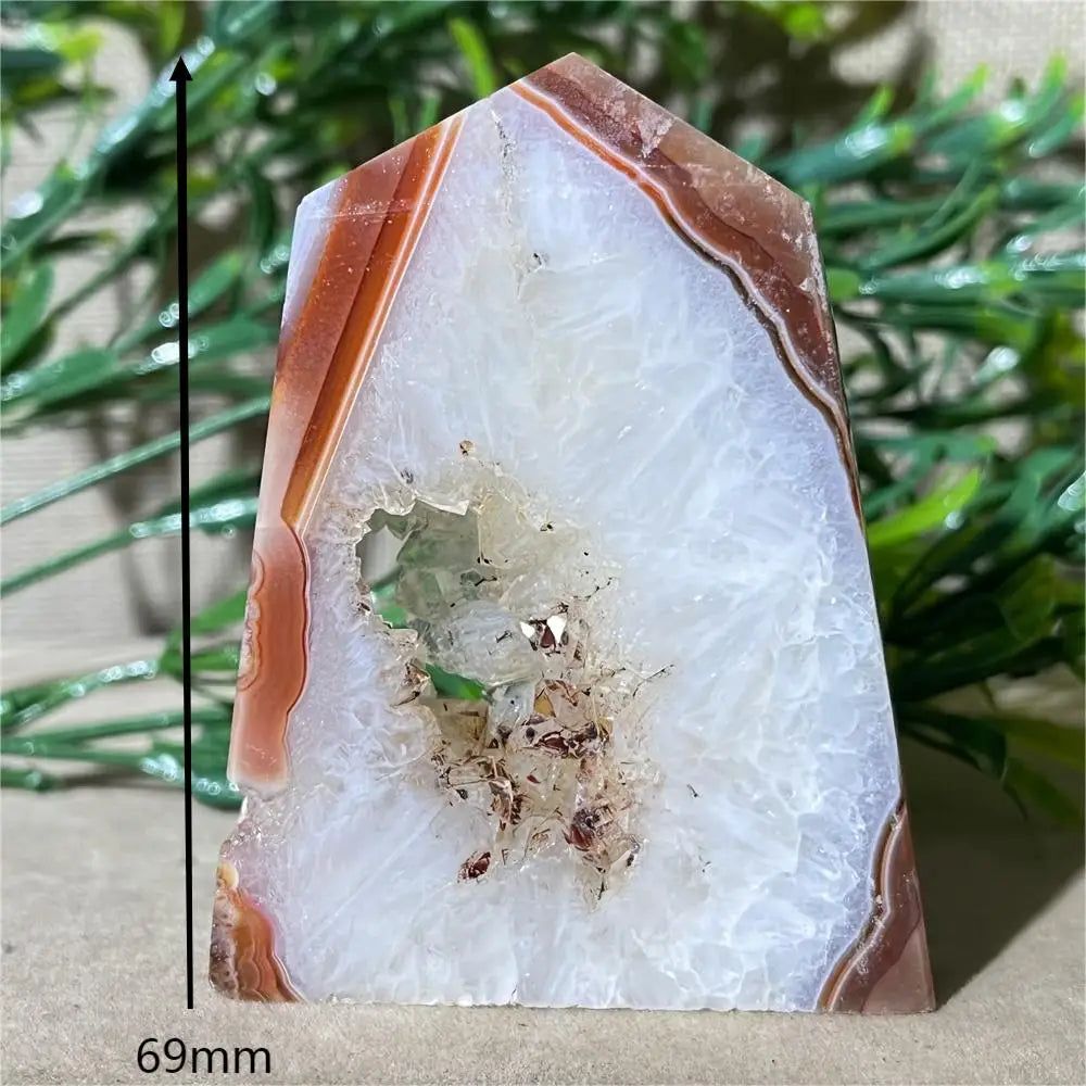 Natural Carnelian Agate Druzy Flat Tower