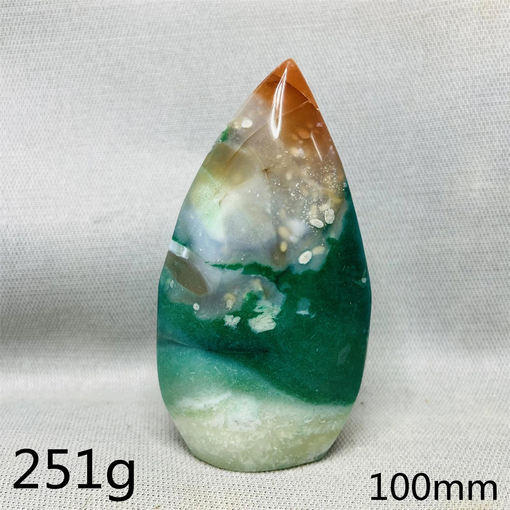 Green Cherry Blossom Agate Free Form Teardrop