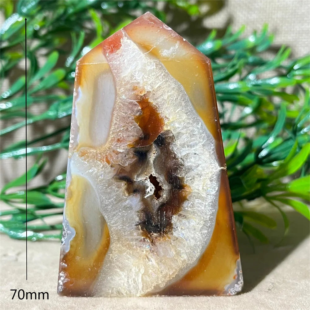 Natural Carnelian Agate Druzy Flat Tower