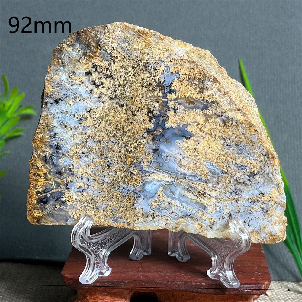 Natural Rutilated Hair Agate Slab (With Stand)