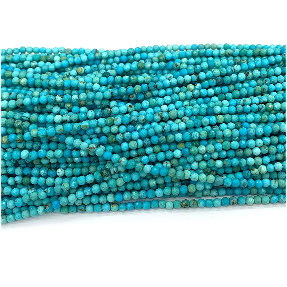 Enhanced Blue Turquoise Faceted Round Small Bead Strand