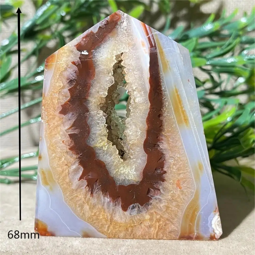 Natural Carnelian Agate Druzy Flat Tower