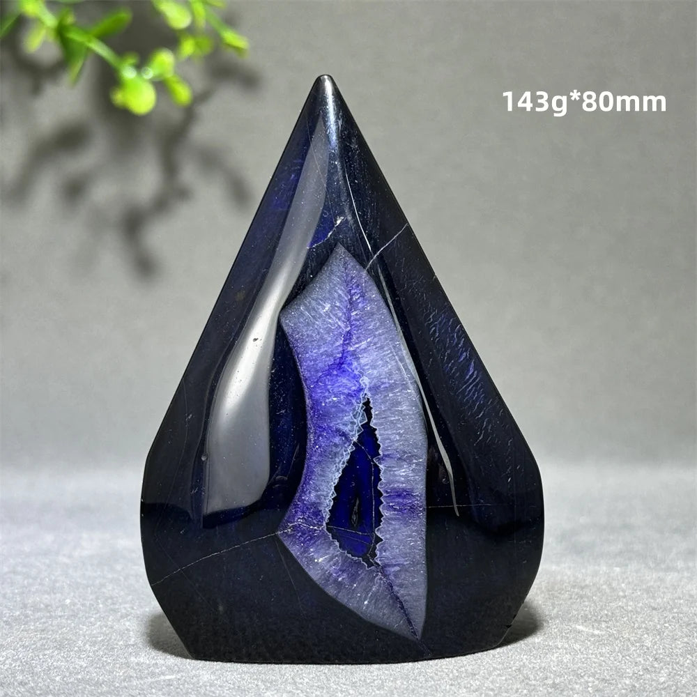 Dyed Purple Black Banded Agate Freeform Torch