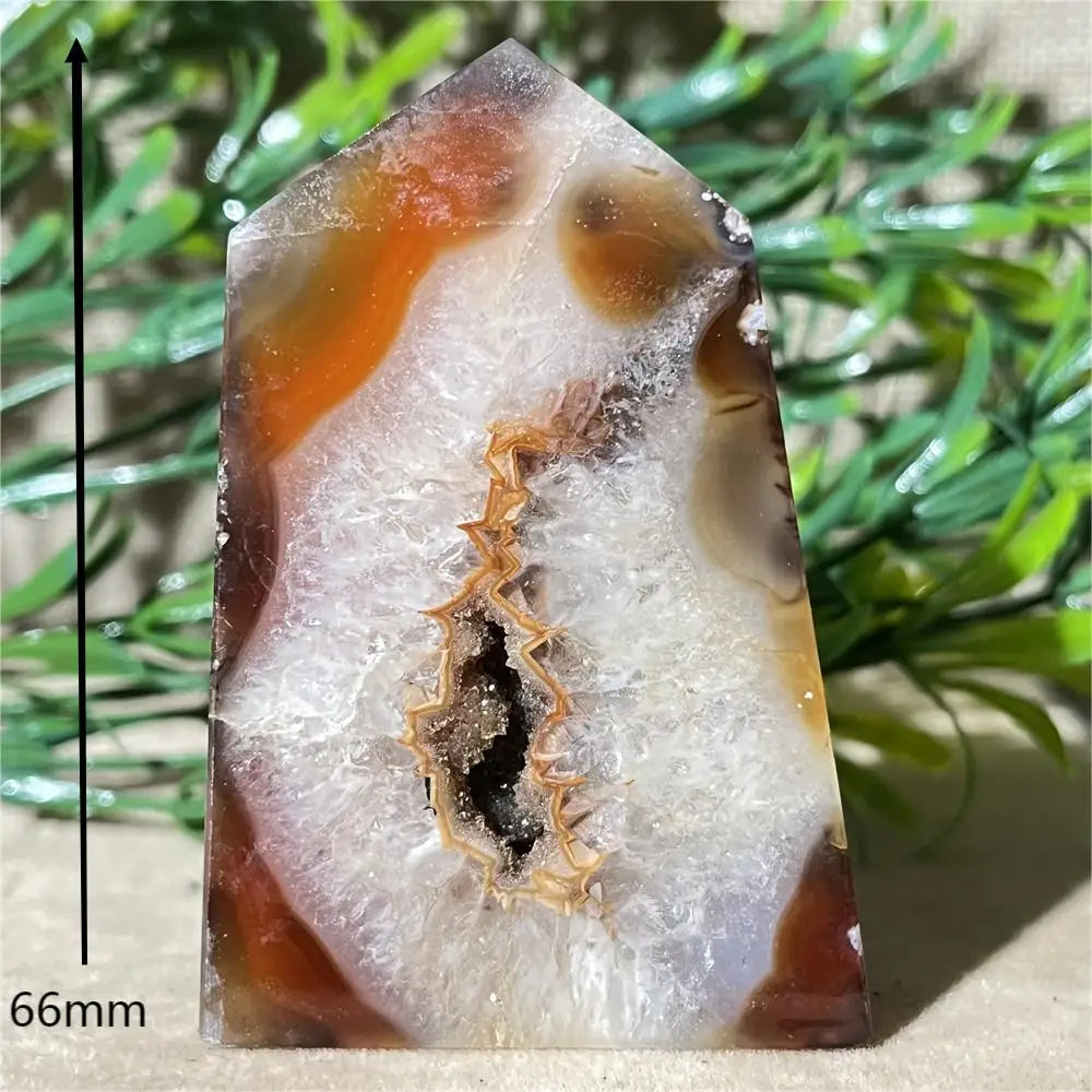 Natural Carnelian Agate Druzy Flat Tower