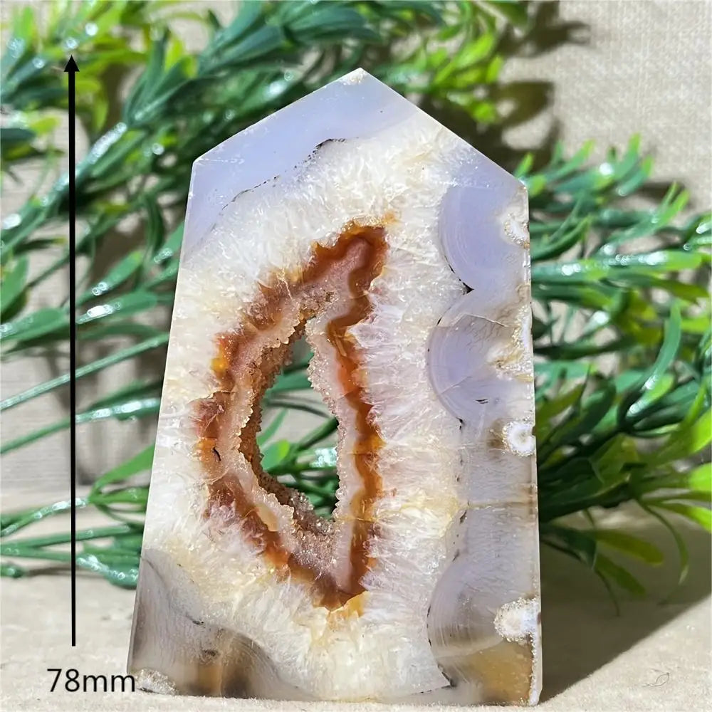 Natural Carnelian Agate Druzy Flat Tower