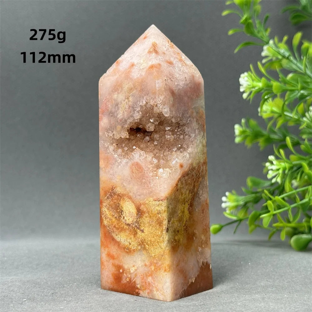 Natural Red Agate Cave Geode Obelisk