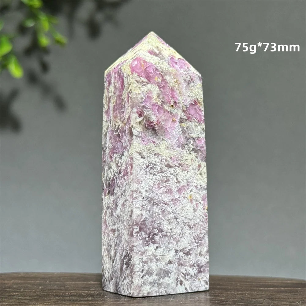 Natural Plum Blossom Tourmaline Obelisk