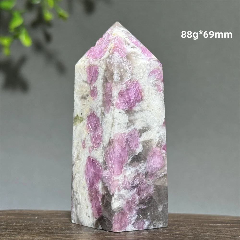 Natural Plum Blossom Tourmaline Obelisk