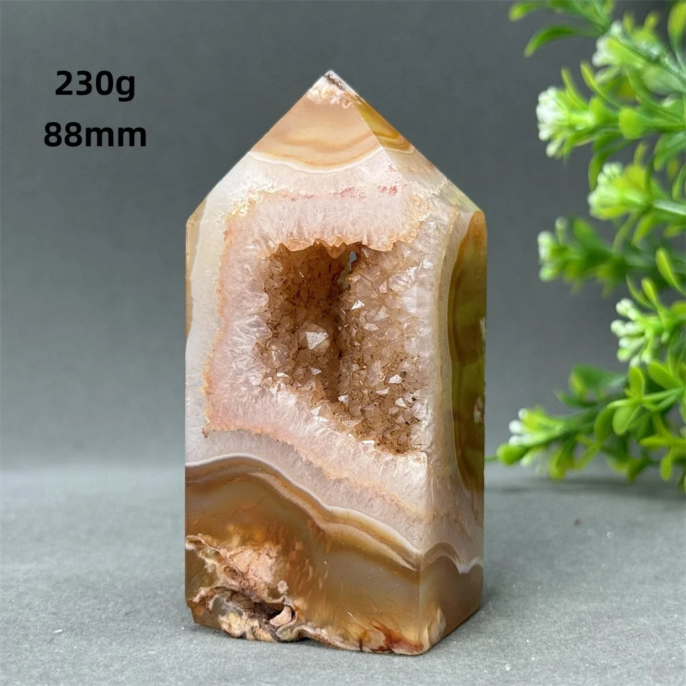 Natural Red Agate Cave Geode Obelisk