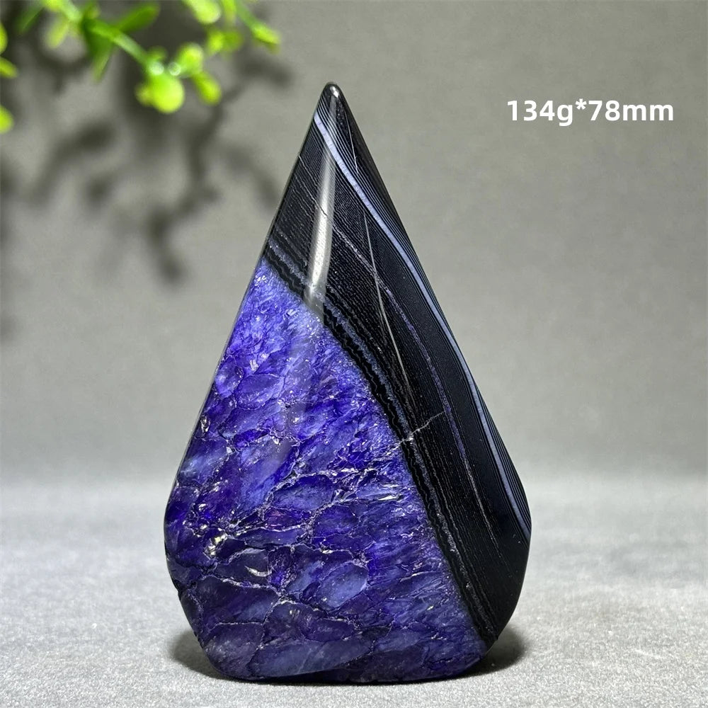 Dyed Purple Black Banded Agate Freeform Torch