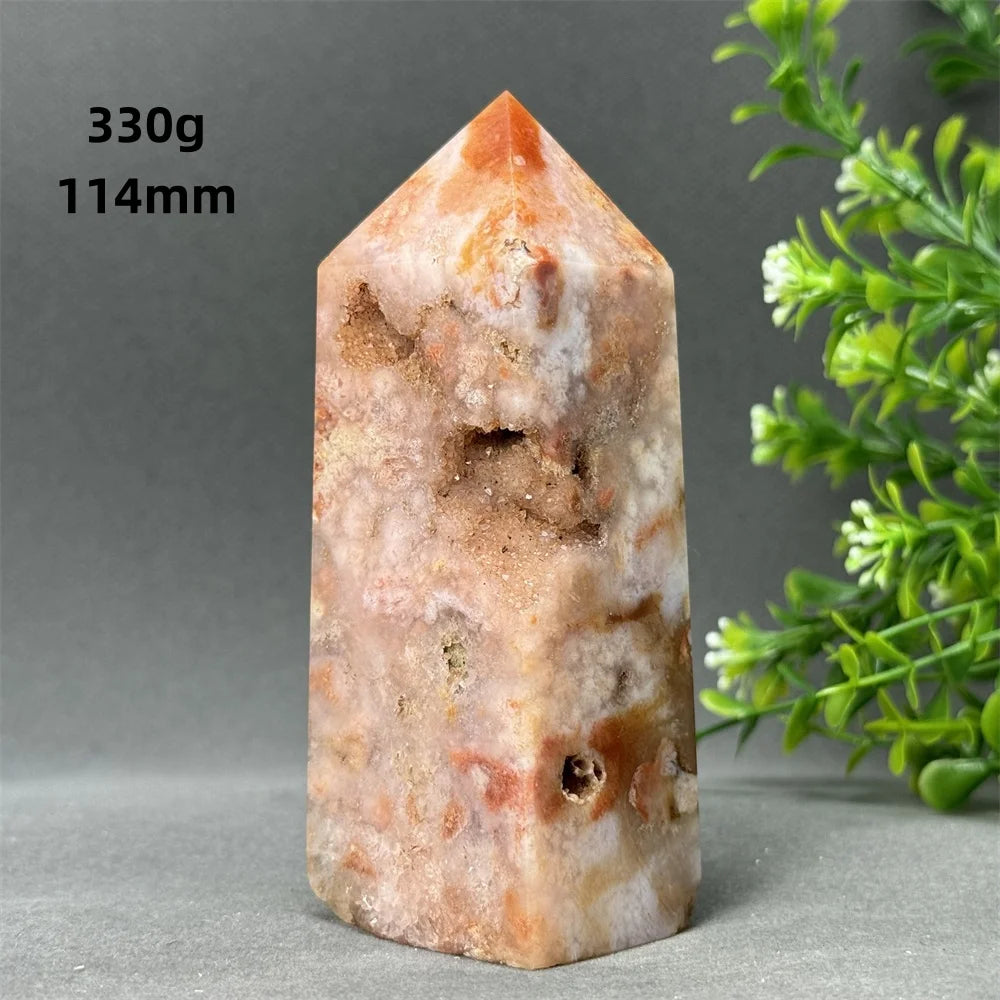 Natural Red Agate Cave Geode Obelisk