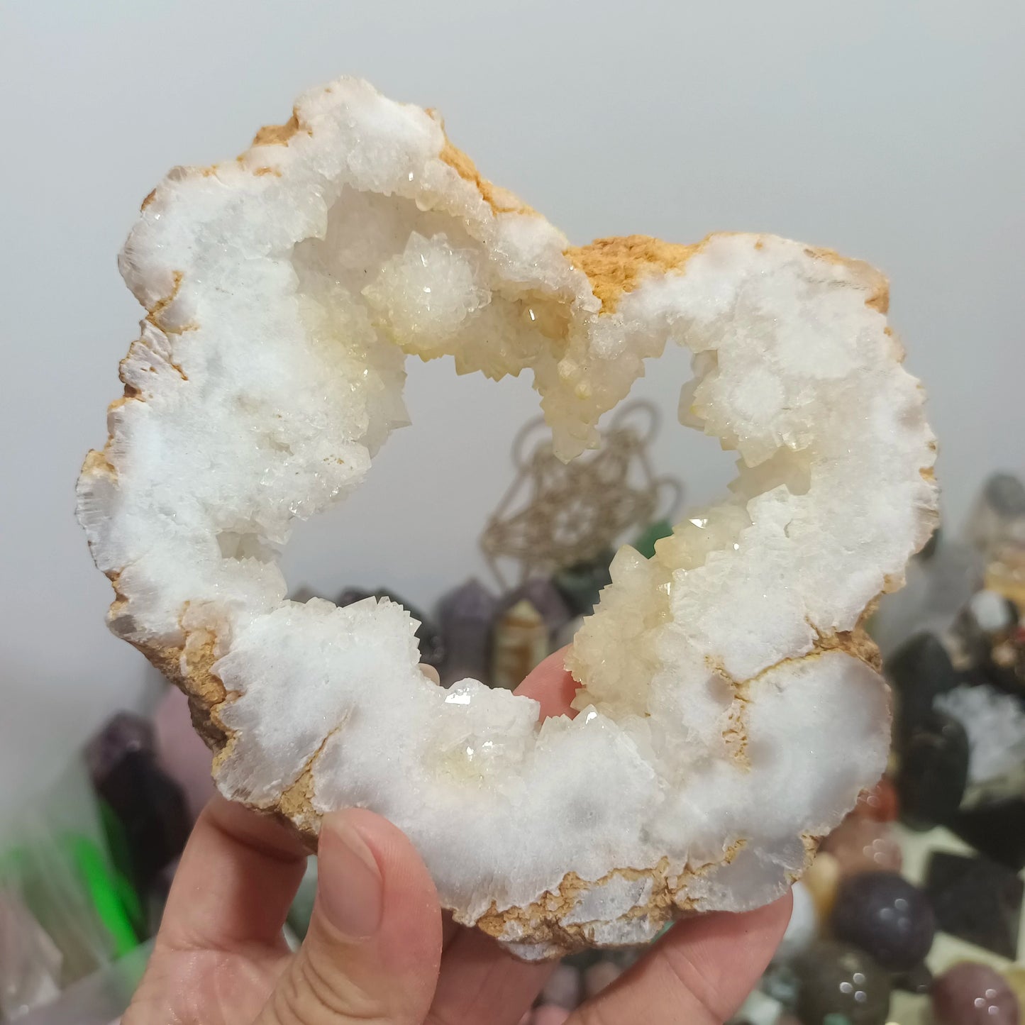Natural Druzy White Quartz Crystal Slab