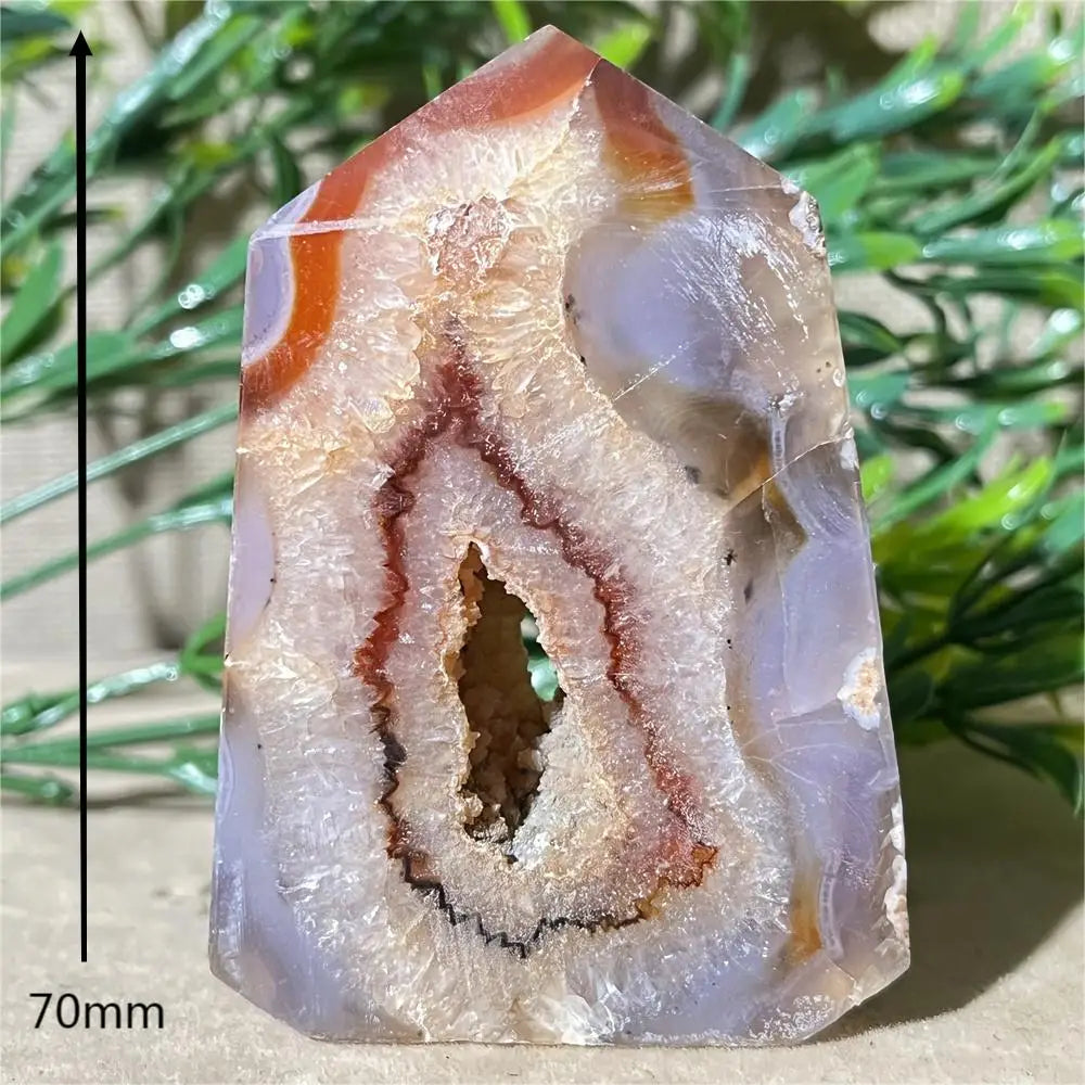 Natural Carnelian Agate Druzy Flat Tower