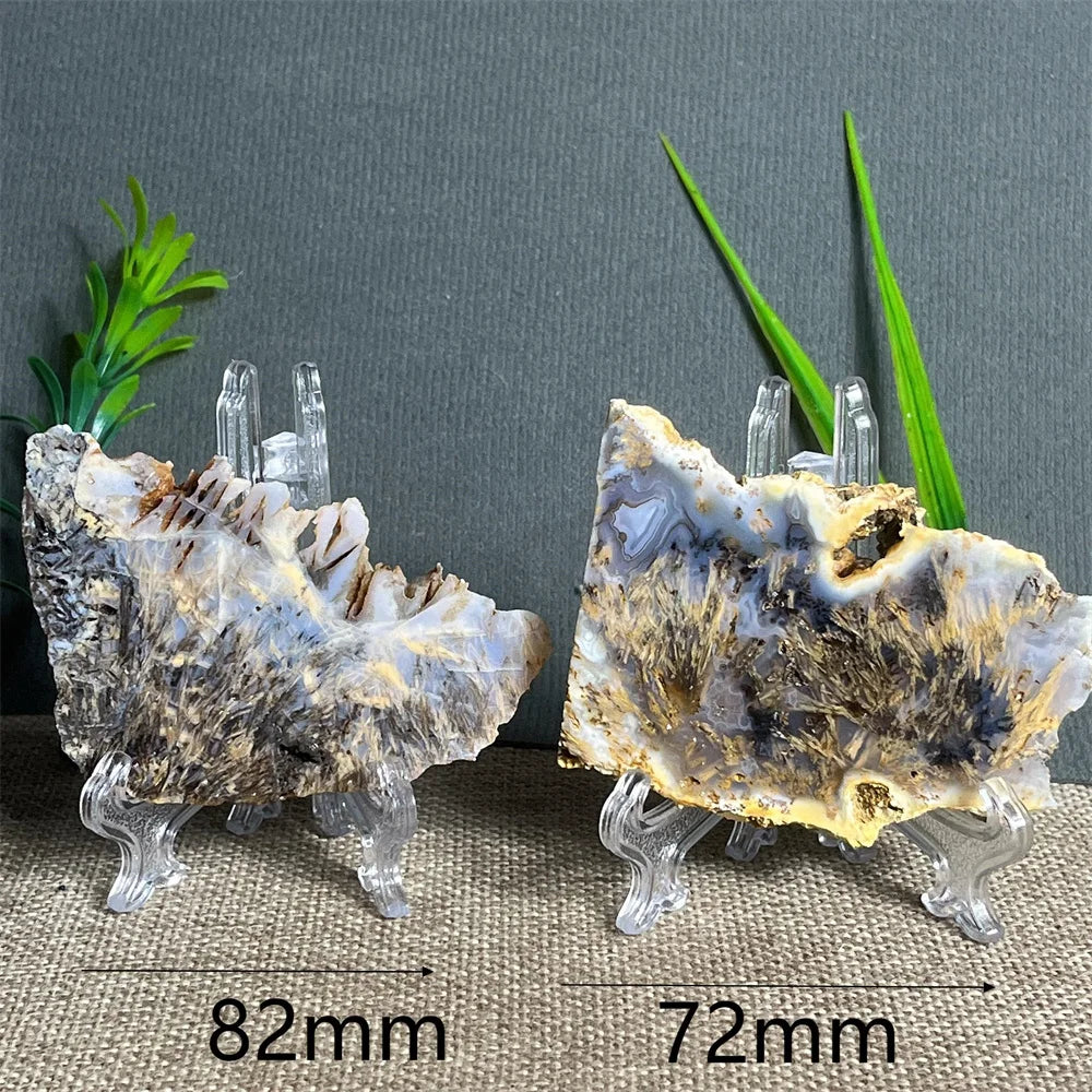 Natural Rutilated Hair Agate Slab (With Stand)