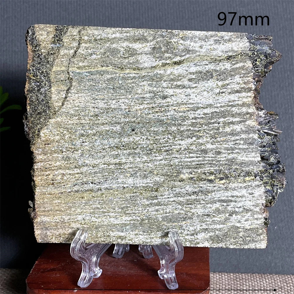 Natural Green Tourmaline Slab Specimen (With Stand)