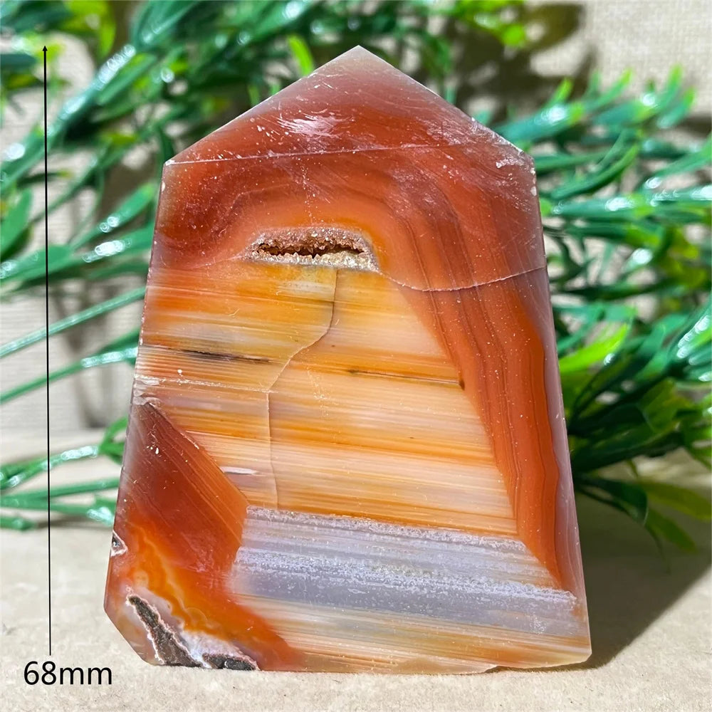 Natural Carnelian Agate Druzy Flat Tower