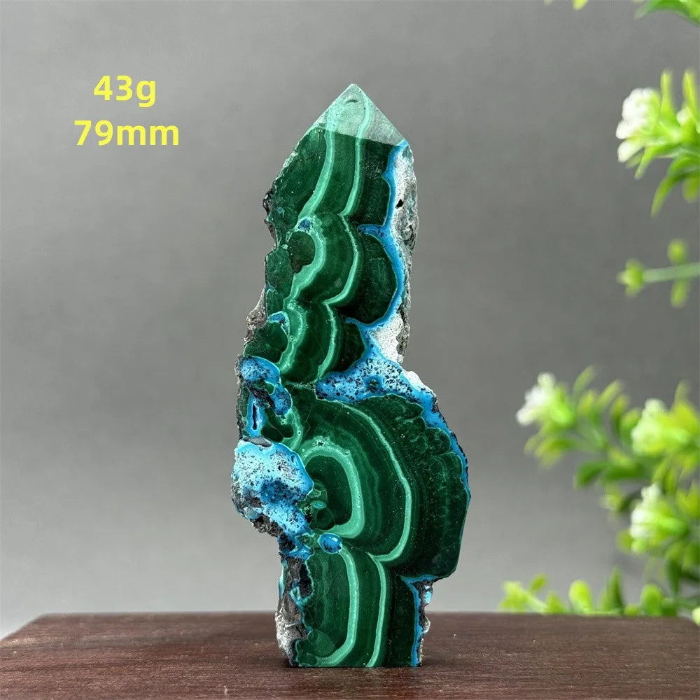 Tour de chrysocolle bleue naturelle, obélisque de forme libre, pierre brute, spécimen minéral, guérison Reiki, méditation, sorcellerie, décoration intérieure
