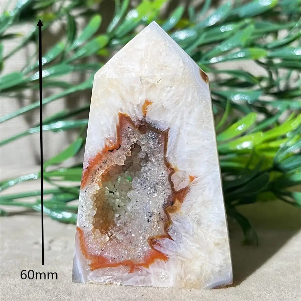 Natural Carnelian Agate Druzy Flat Tower