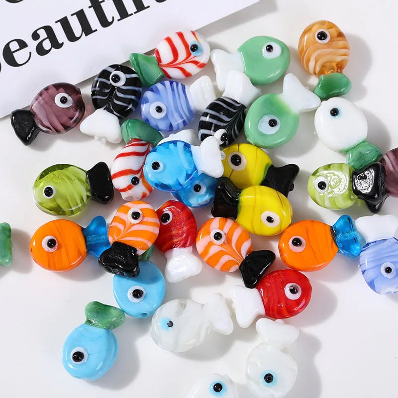 2pcs Artisan Handmade Glass Fish Beads