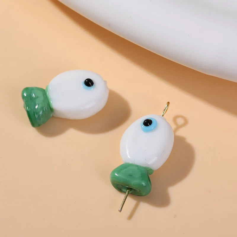 2pcs Artisan Handmade Glass Fish Beads