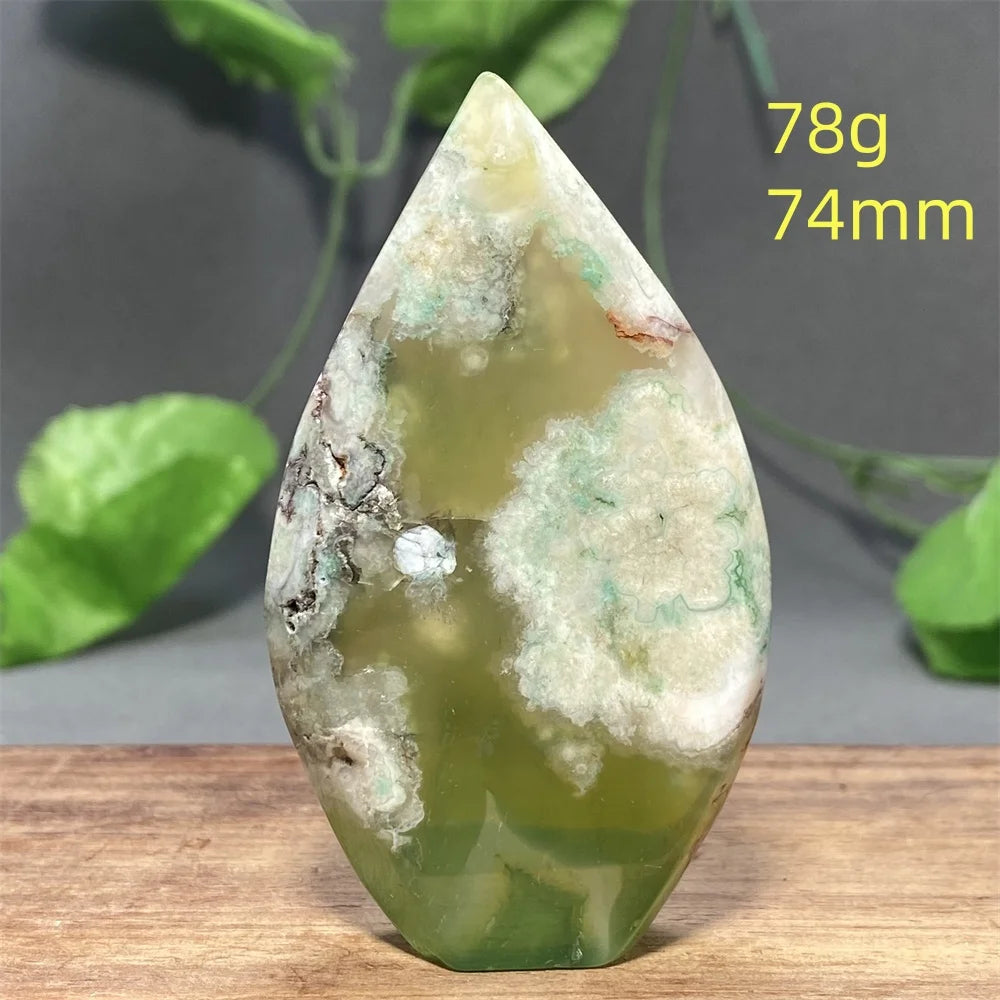 Natural Green Cherry Blossom Agate Freeform Torch