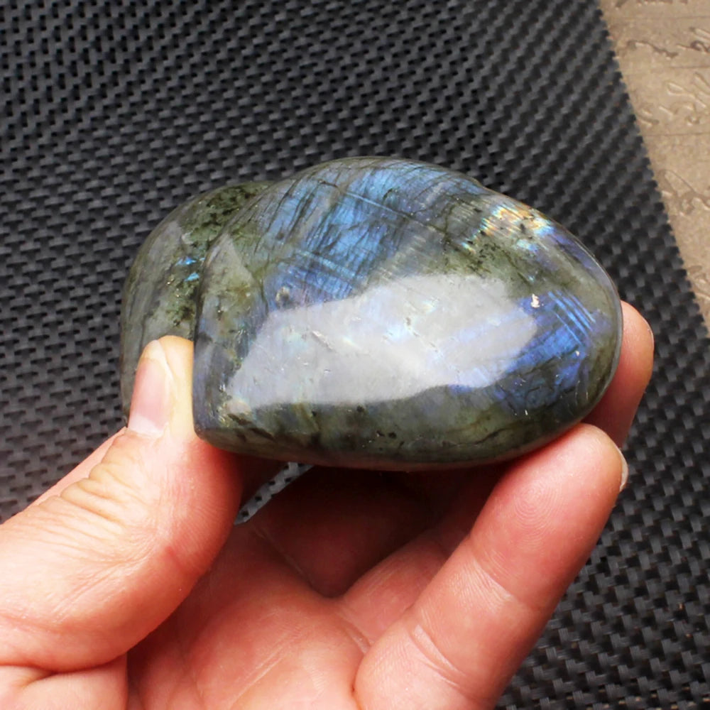 Pierre de cristal naturelle en forme de cœur, labradorite, guérison Reiki, quartz rose, décoration artisanale, 4 à 6 cm