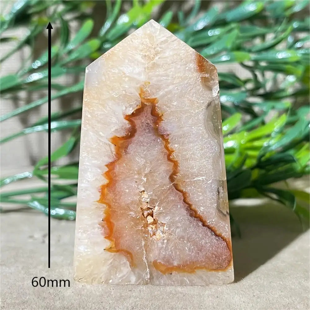 Natural Carnelian Agate Druzy Flat Tower