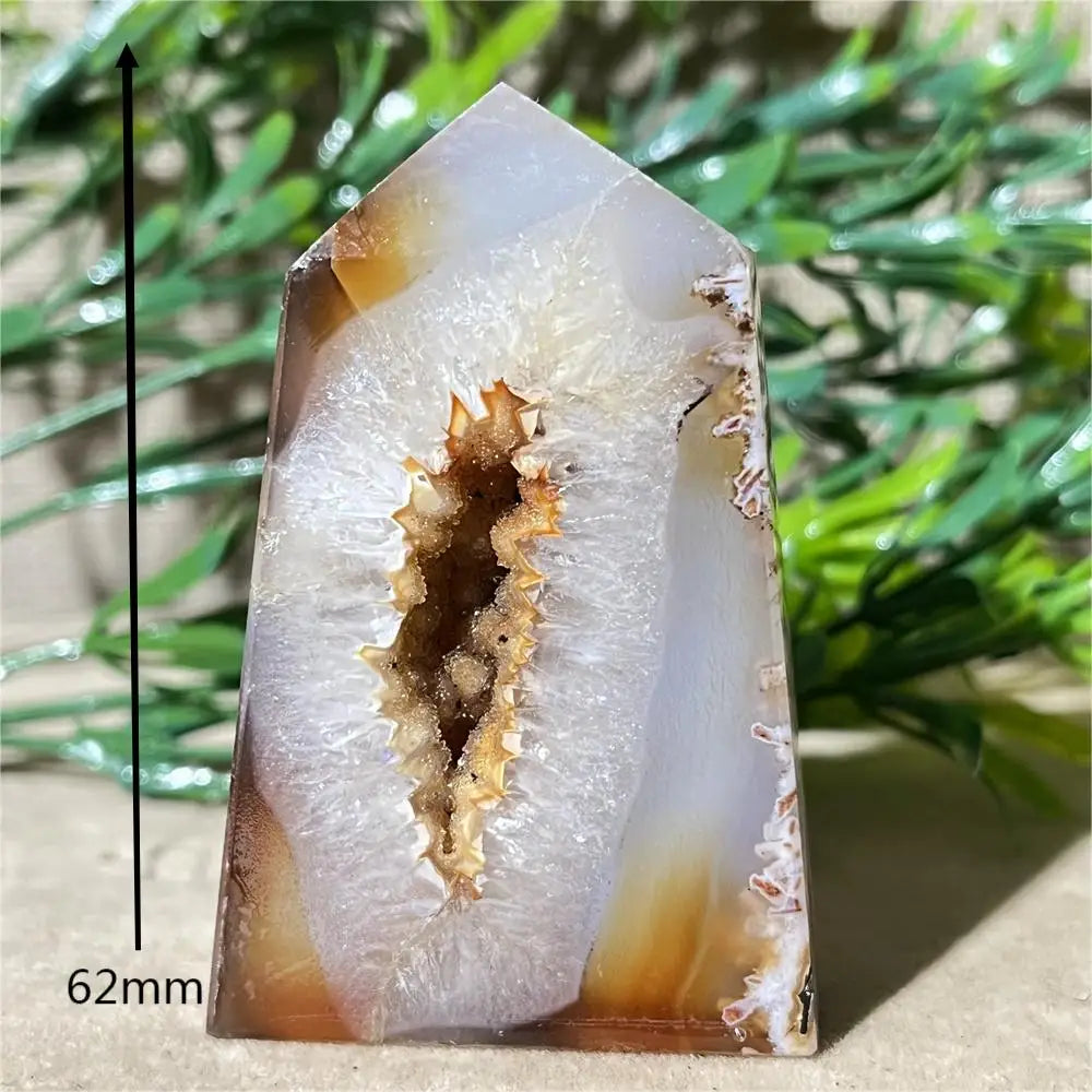 Natural Carnelian Agate Druzy Flat Tower