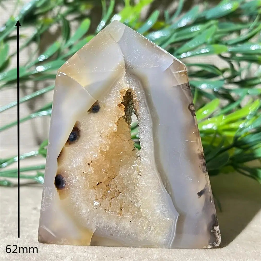 Natural Carnelian Agate Druzy Flat Tower