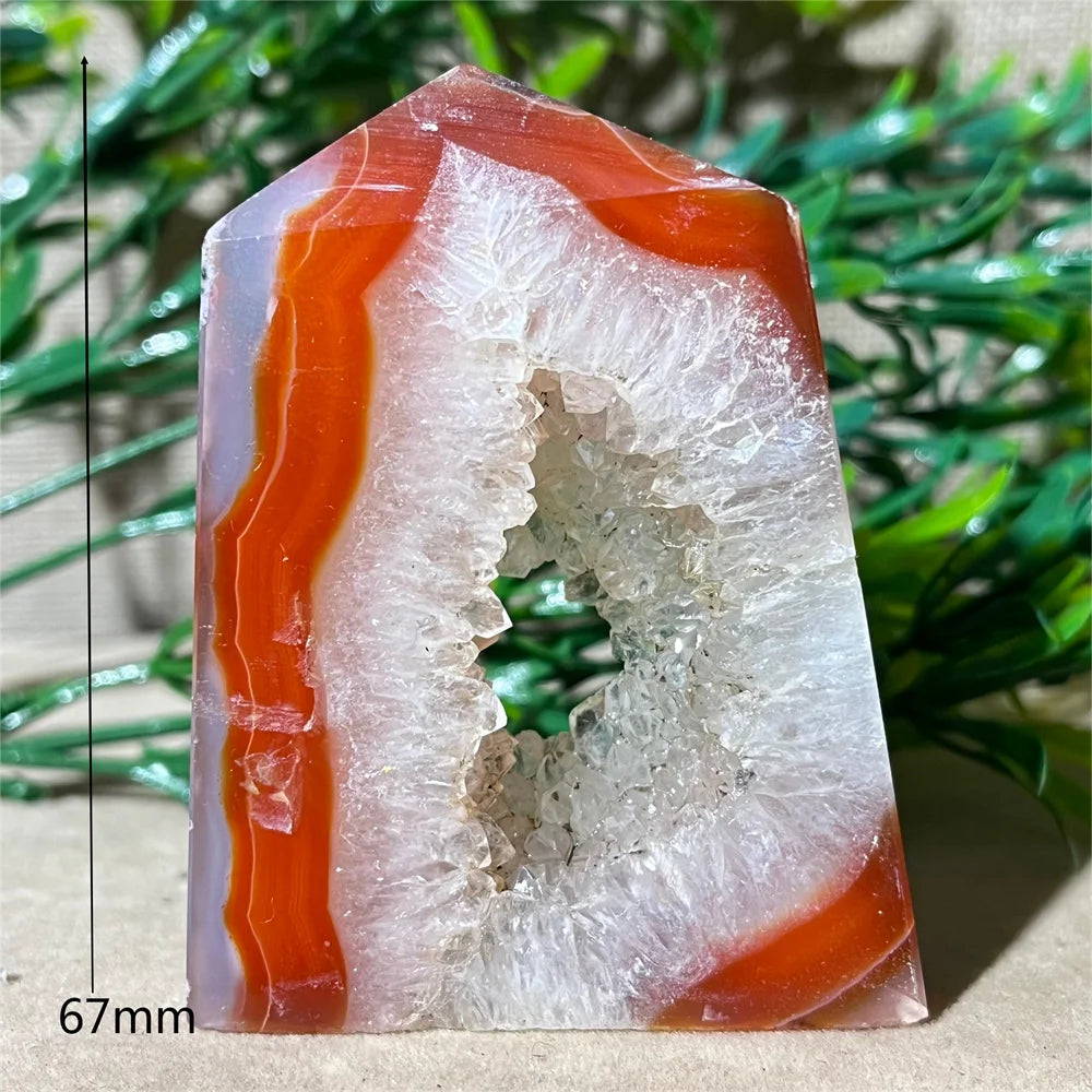 Natural Carnelian Agate Druzy Flat Tower