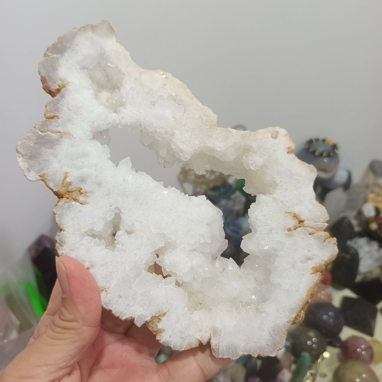 Natural Druzy White Quartz Crystal Slab