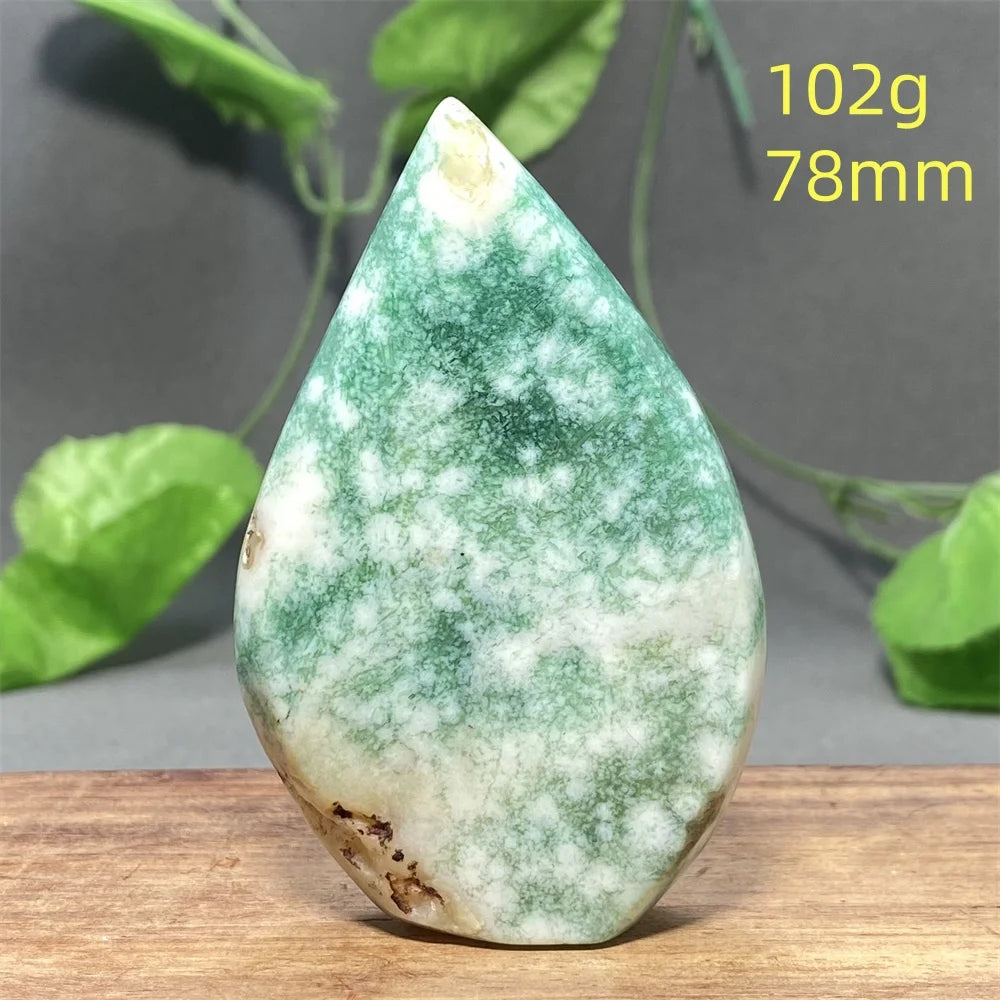 Natural Green Cherry Blossom Agate Freeform Torch