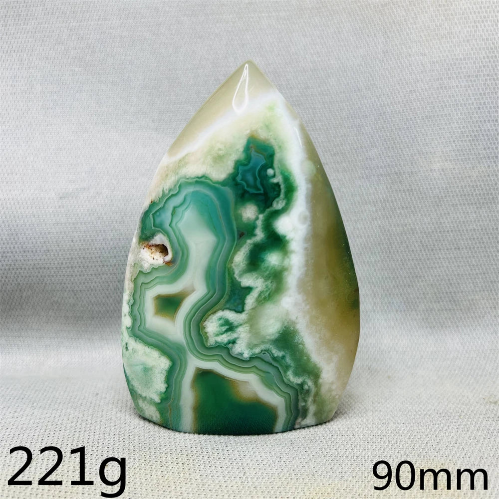 Green Cherry Blossom Agate Free Form Teardrop