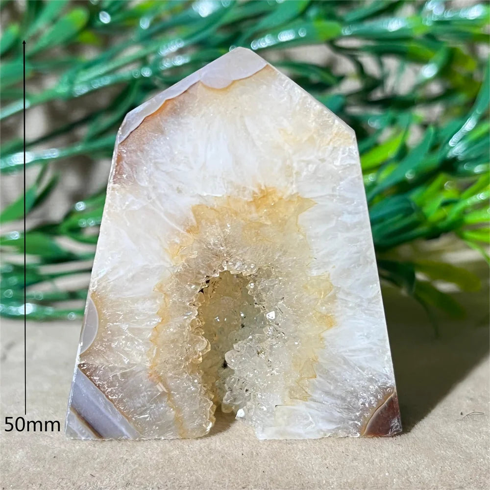 Natural Carnelian Agate Druzy Flat Tower
